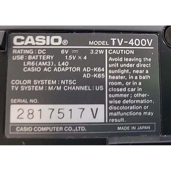 Vintage Casio TV-400 UHF VHF Pocket Color Television Japan - Picture 11 of 16